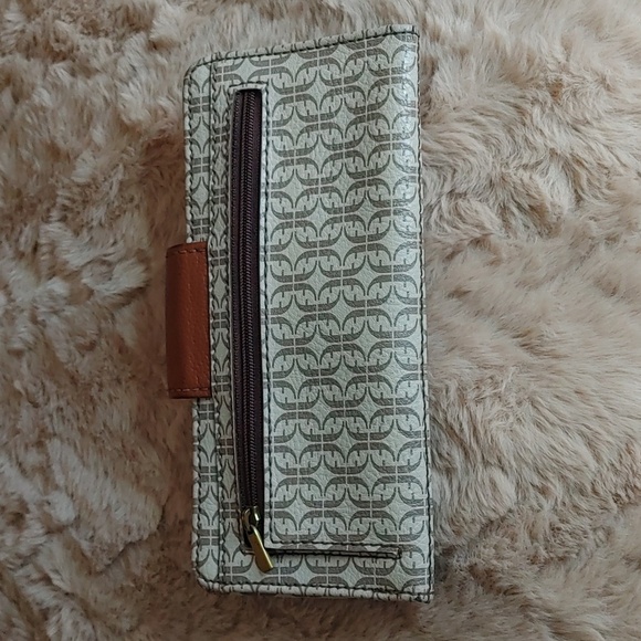 NWT Fossil Madison Tab Clutch Wallet Leather Trim - Picture 3 of 12